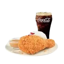 McDonald's Philippines "1-piece Spicy Chicken McDo with rice,  gravy, and Coke from . Prices:  ₱125 small, ₱135 medium, ₱142 large. Calories range from 550 to 940."