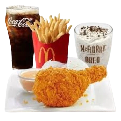 "McDonald's Philippines Mega Meal Spicy Chicken McDo with Fries and McFlurry; Small ₱217 with 770 calories, Medium ₱247 with 860 calories, Large ₱271 with 1030 calories."