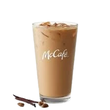 McDonald’s McCafé Iced Coffee Vanilla – sweet iced coffee with vanilla flavor, 130 calories for medium (₱72) and 180 calories for large (₱92), available in the Philippines