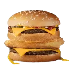 McDonald’s BCB (Beef, Chicken, Beef) Burger Philippines – ₱195 ala carte, ₱236 small meal, ₱265 medium, ₱289 large; a layered burger with crispy chicken and beef patties in a toasted bun.