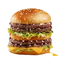 McDonald’s Double Big Mac Burger Philippines – ₱235 ala carte, ₱303 small meal, ₱331 medium, ₱356 large; four beef patties stacked with lettuce, cheese, pickles, and Big Mac sauce in a sesame bun.