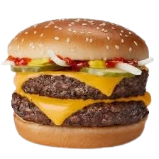 McDonald’s Double Quarter Pounder with Cheese Philippines – ₱215 ala carte, ₱245 small meal, ₱265 medium, ₱282 large; double beef patties with cheese in a sesame bun.
