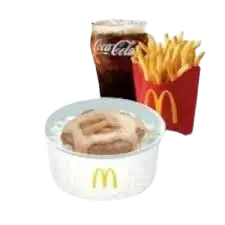 McDonald's 1-piece Mushroom Pepper Steak meal with rice, fries, and a drink. Medium: ₱149, 570 calories. Large: ₱173, 640 calories in the Philippines.