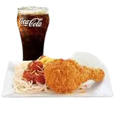McDonald’s Philippines Mega Meal – Spicy Chicken McDo with steamed rice, McSpaghetti, and Coke – Small ₱227 (770 Cal) Medium ₱237 (890 Cal), Large ₱240 (1030 Cal).