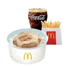 McDonald's 1-piece Mushroom Pepper Steak with rice, served with fries and a soft drink, priced at ₱119 with 437 calories in the Philippines.