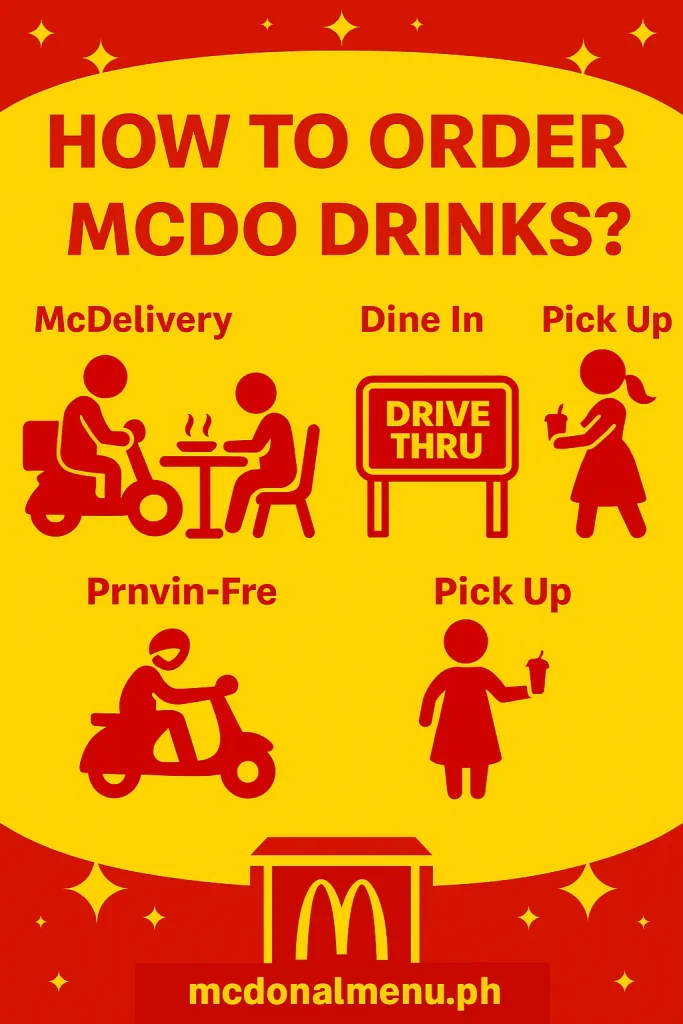Ways to order McDo drinks: McDelivery, Dine In, Drive Thru, Pick Up – mcdonaldmenu.ph