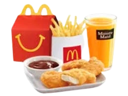  "4-piece Chicken McNuggets Happy Meal with fries and orange juice – Price: ₱155, Calories: 395 Cal – McDonald's Philippines"