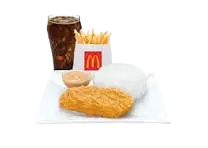 McDonald’s McCrispy Chicken Fillet with fries and drink – available in Solo (₱82, 332 calories), Small (₱129, 490 calories), Medium (₱159, 610 calories) and large (₱185, 990 calories) sizes in the Philippines.