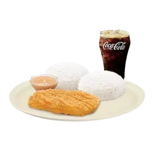 McDonald’s Sulit-Busog Crispy Chicken Fillet with extra rice and regular drink – hearty chicken meal priced at ₱119 with 620 calories, available in the Philippines.